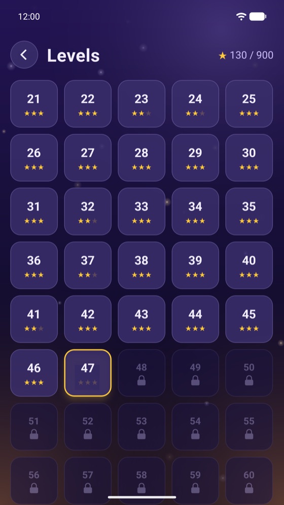 Level select grid with stars