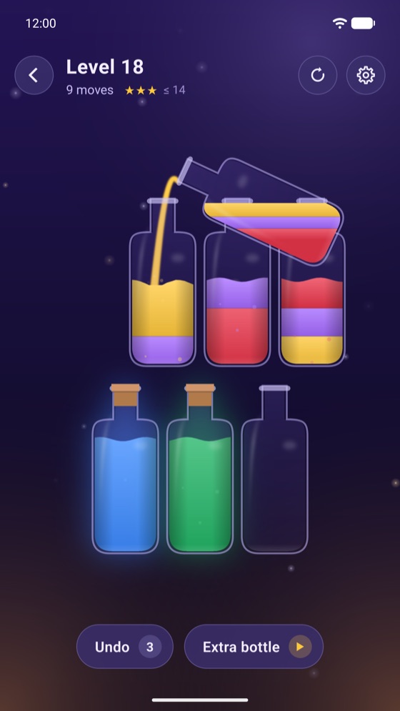 Pouring a yellow potion into another bottle